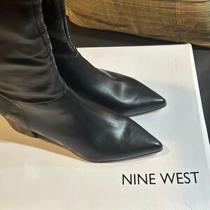 Nine West Black Pointed Toe Heeled Boots